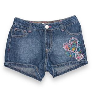 Circo Kids Denim Blue Jean Shorts Embroidered Blue Pink Large